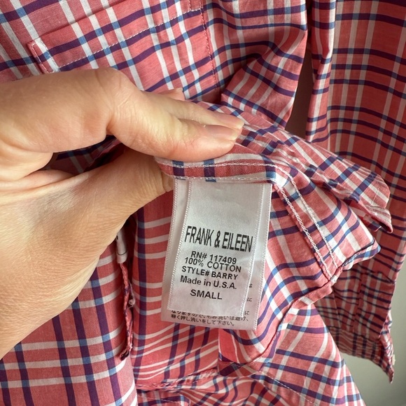 Frank & Eileen Button Down "the Barry" - Pink Plaid - Size Small - Picture 6 of 13
